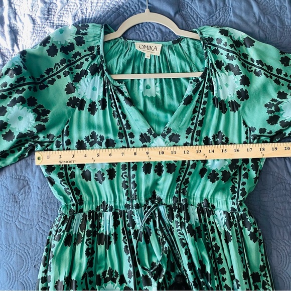 Omika Riviera Floral Maxi Dress Anthropologie XS Lisha Emerald Boho Cottagecore - Picture 7 of 15